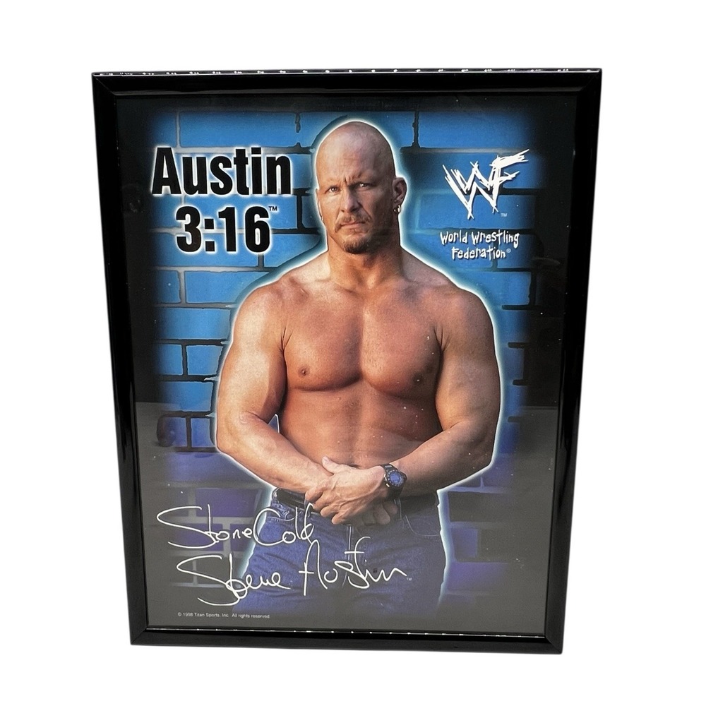 Vtg 1998 WWF / WWE Stone Cold Steve Austin 3:16 10.25 x 8.25 Framed Picture